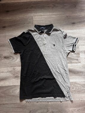 U.S. Polo Assn. Diagonal Two-Tone Polo - Black & Gray